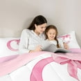 thumbnail image 5 of jejeloiu Pink Bows Full Size Comforter Sets,Letter C Print Bedding Sets For Bowtie Girls Reversible 3pcs, 5 of 8