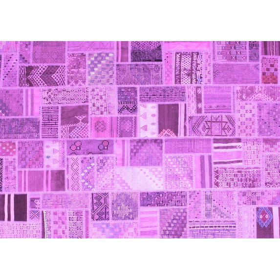 Ahgly Company Indoor Rectangle Abstract Purple Contemporary Area Rugs, 6' x 9'