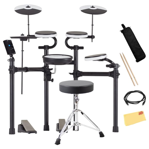 Roland V-Drums TD-02KV Electronic Drums Set Bundle with Drum Throne, 3.5mm Audio Cable, Drumstick Bag, 1 Pair of Drumsticks, and Austin Bazaar Polishing Cloth