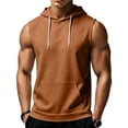 thumbnail image 2 of Evdexr Sleeveless Hooded Tank Tops for Men Workout Gym Training Hoodies Bodybuilding Muscle Cut Off T-Shirts Ginger L, 2 of 8