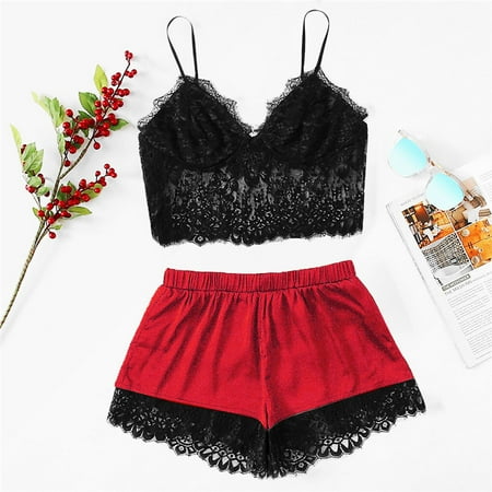 

Medcursor Womens Plus Size Sling Sleepwear Lingerie Lace Nightwear Underwear Set