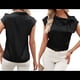 thumbnail image 3 of Blusa de Satén con Cuello Alto, Mangas y Lazo para Mujer, para Oficina Negro S, 3 of 7