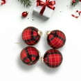 thumbnail image 3 of Northlight 4ct Red, Black and Gold Plaid Glass Ball Christmas Ornaments 3.25", 3 of 9