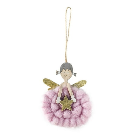 

Veki Christmas Decoration Wool Wooden Painted Christmas Angel Pendant Shelf Sitter