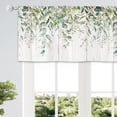 thumbnail image 3 of Green Eucalyptus Valances Curtains Watercolor Floral Plants Leaves on The Top Botanical Farmhouse Wood Plank Rod Pocket for Women Bedroom Living Room Treatment Fabric 1 Panel 52Wx18H Inch, 3 of 6
