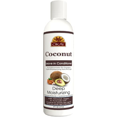 Okay Coconut Deep Moisturizing Leave In Conditioner Helps Replenish Moisture And Elasticity For Healthy Strong Hair Sulfate,Silicone,Paraben Free For All Hair Types and Textures A 8oz