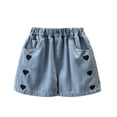 thumbnail image 3 of Jinhomg Toddler Girls Clothes Girls High Waist Jean Shorts Heart Graphic Denim Shorts Wearing Trendy Shorts Thin and Versatile Shorts for Girls 2-12Y, 3 of 7