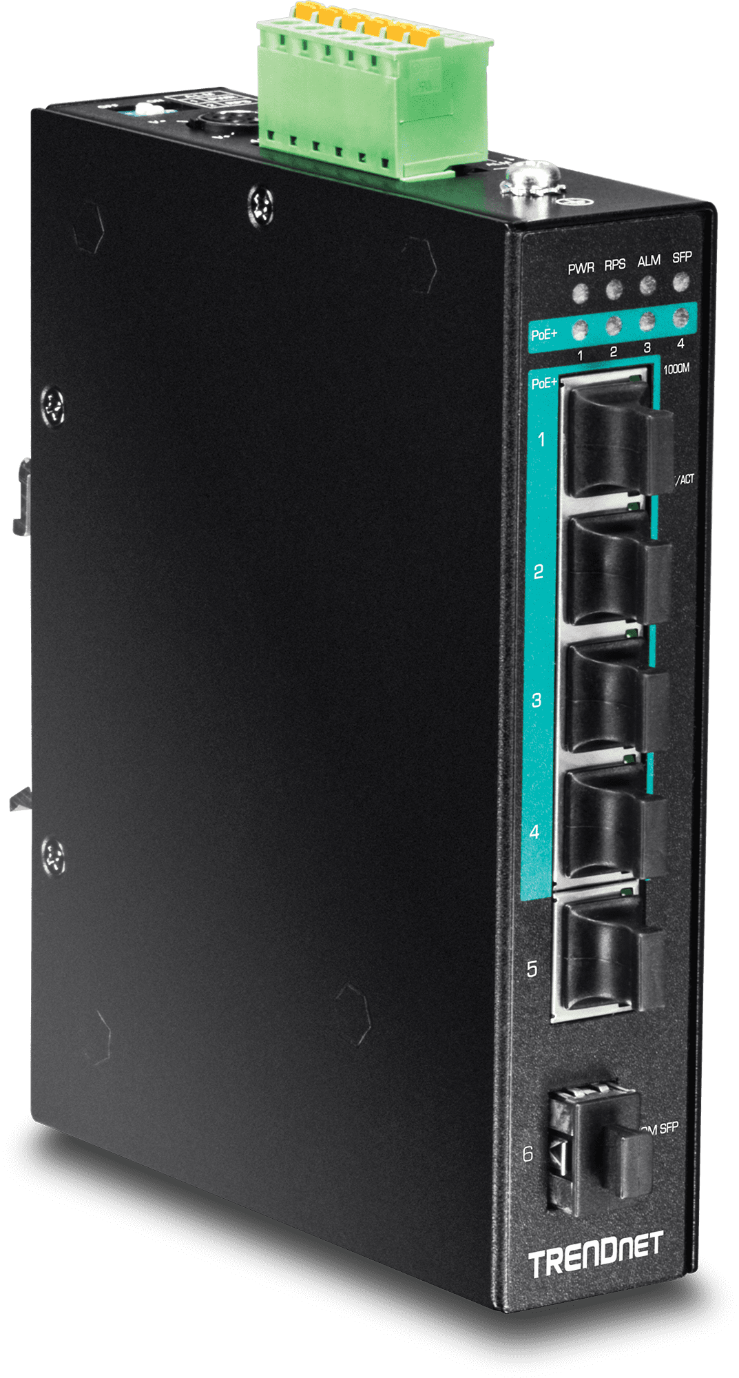 TRENDnet TI-PG541 5-port Hardened Industrial Gigabit PoE+ DIN-Rail Switch