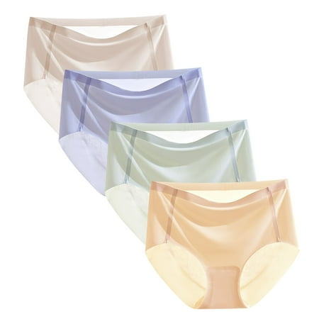 YOTMKGDO Ladies Underwear Panties  Women S Simple Fashion Casual Panties Silk Pure Color No Breathable Midriff Panty 4 Piece Set (#2 D  M)