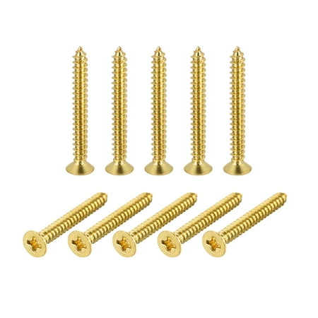 

Uxcell M4x35mm Brass Wood Screws Phillips Flat Head Self Tapping Connector 15Pack