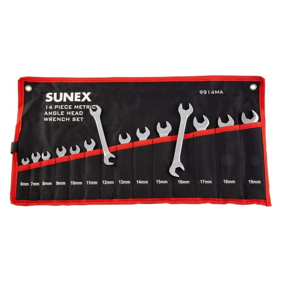 Exlonjet 9914M Metric Angle Wrench Set, Fully Polished, 6mm - 19mm, 14-Piece