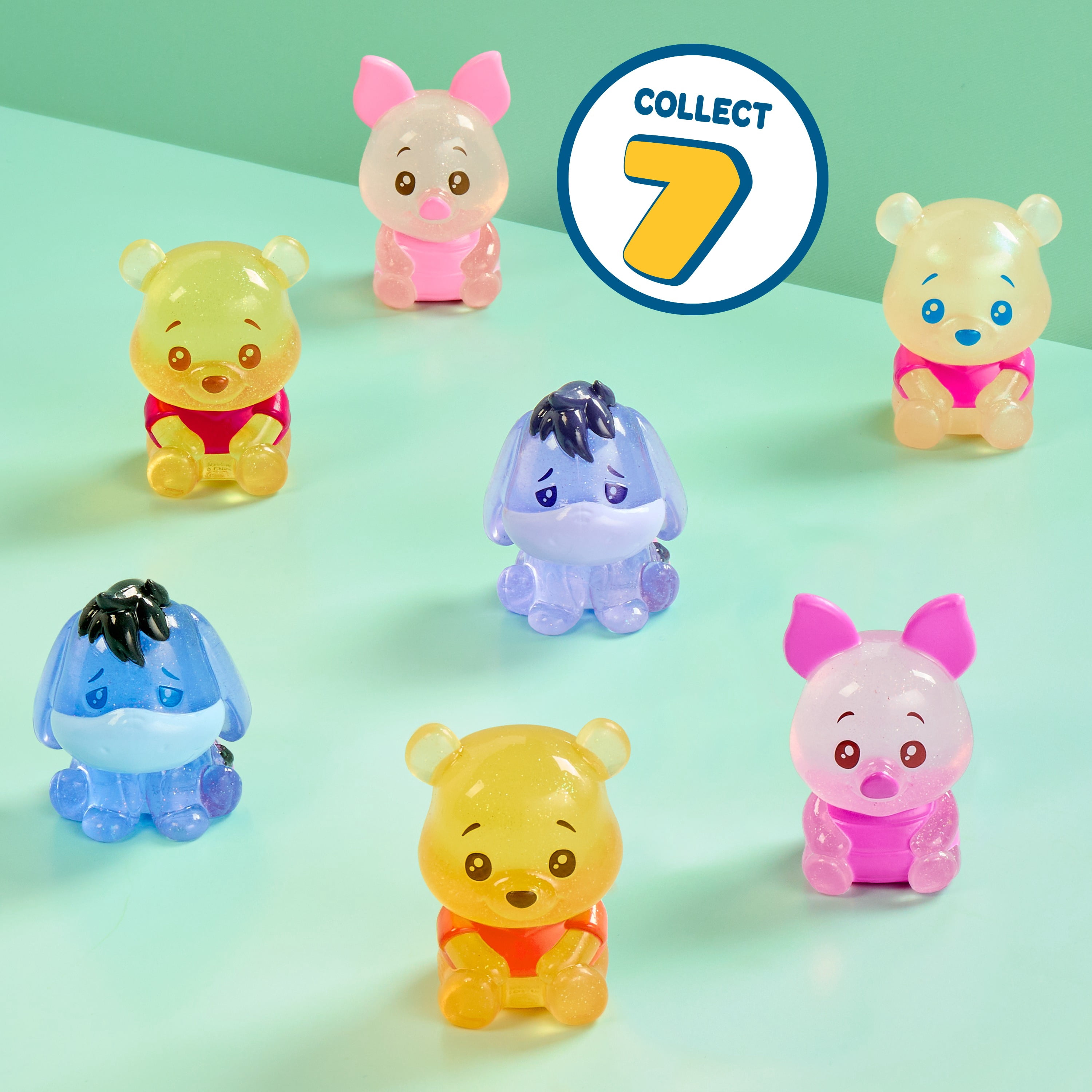 Disney Winnie the Pooh Bear-y Cute Jelly Figures, 7 to Collect, 2-inch Figurines, Ages 3+