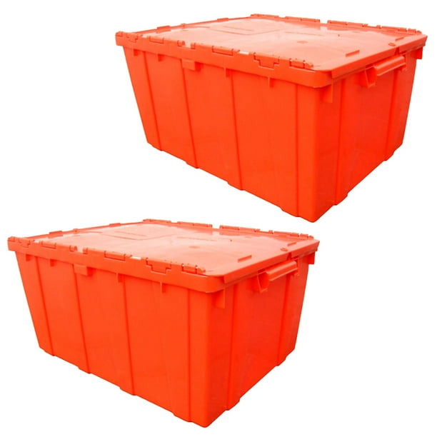Cajas Organizadoras Uso Rudo StorBox 2 Pzas 35kg 61x50x31cm Apilable Bisagras Polietileno Color Naranja.