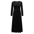 thumbnail image 5 of Formal Dresses for Women Ladies Elegant Long Sleeve V Neck Gold Velvet Long Dress Evening Dresses for Women Black L, 5 of 6