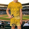 thumbnail image 2 of WhouRiu Boys Girls Summer Casual Outfits Kids Unisex Short Sleeve Ice Cream Graphic Tees Shorts Sets, 2 of 4