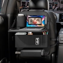 GMQ Backseat Car Organizer with Tray 1 pack,Car Backseat with Foldable Table for Kids,Multifunctional Seat Back Organizer with Storage Pockets(Black)