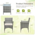 thumbnail image 6 of Lacoo 3 Pieces Outdoor Patio Furniture Gray PE Rattan Wicker Table and Chairs Set Bar Set with Cushioned Tempered Glass , Grey / Beige, 6 of 7