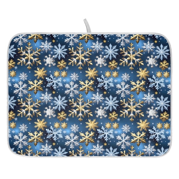 Ryvnso Snowflakes Dish Drying Mat for Kitchen Countertop 16x18 Small Dish Pad Drainer Rack Dish Sink Mats