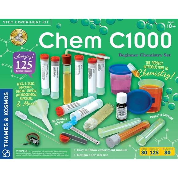 Thames & Kosmos Chem C1000 Chemistry Set | Science Kit with 125 Experiments | 80 Page Lab Manual | Student Laboratory Quality Instruments & Chemicals | Parentsâ€