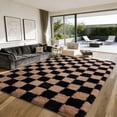 thumbnail image 3 of Janvonne Fluffy Checkered Area Rug for Living Room, 6x9ft Modern Soft Shag Plush Fuzzy Carpet for Bedroom Girls Boys Room Home Nursery Teens Dorm Decor,Black and camel, 3 of 8