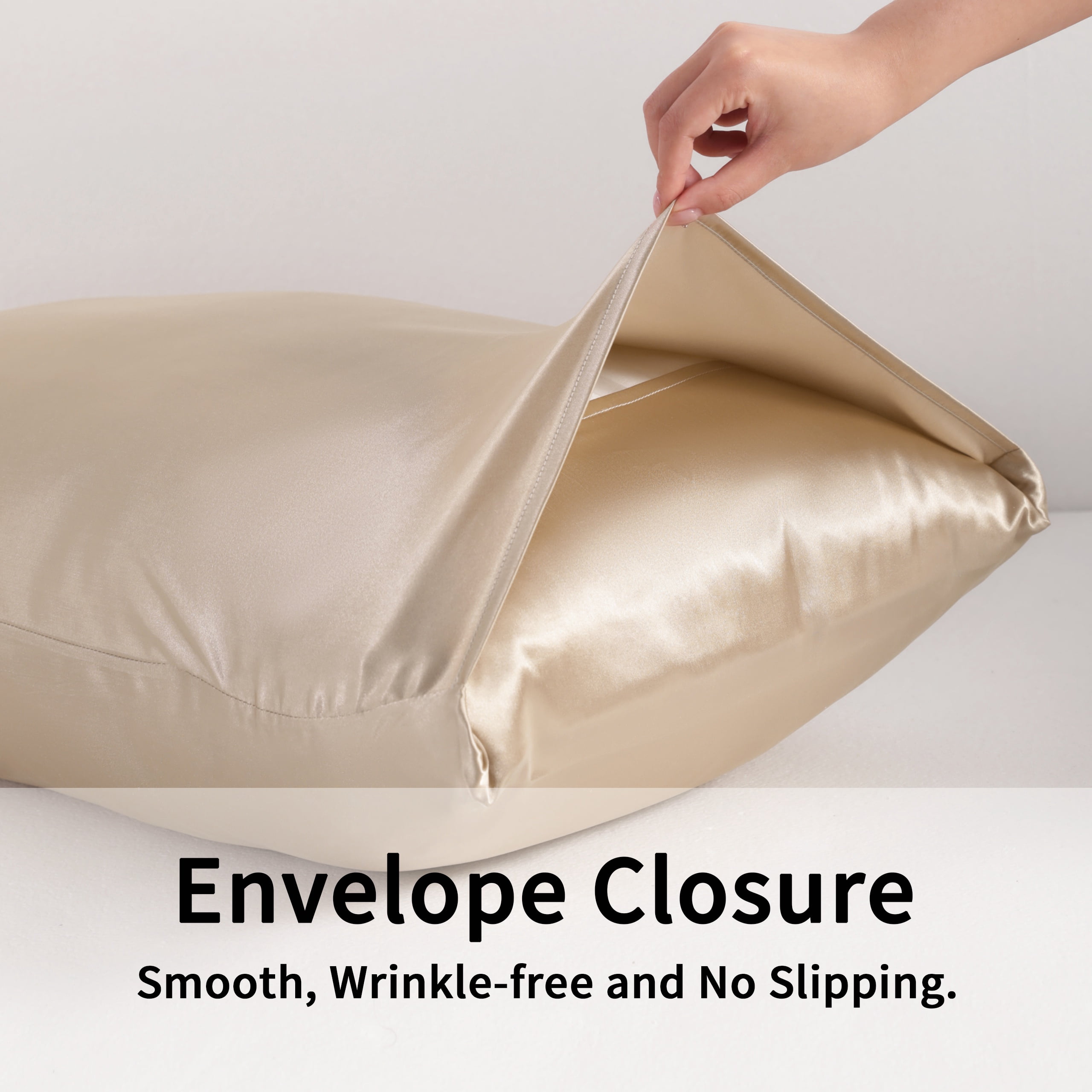 Silky Soft Satin Body Pillowcases for Hair and Skin, 20x54 Inch, 2-Piece Champagne