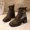 Black, variant on Roncen Women's Casual Vintage Chunky Heel Mid-Calf Boots - Retro Floral Embroidery Lace-Up Work Boots with Side Zipper and Platform Sole for Commute & Office Wear