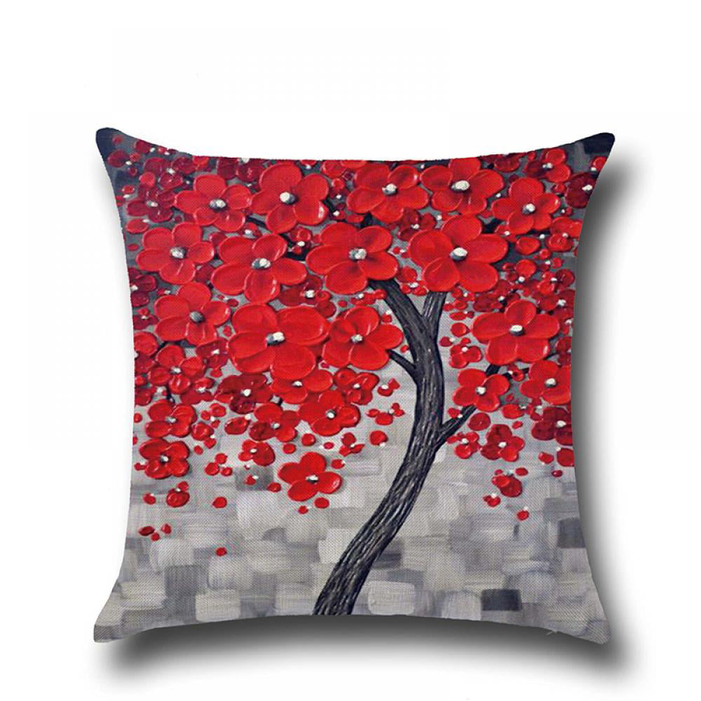 New Flower Painting Pillow Case Waist Throw Square Cushion Covers Bedroom Decor 