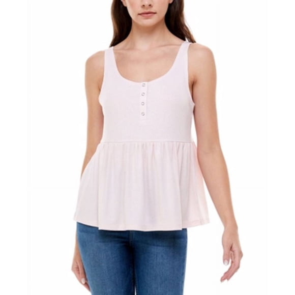 Ultra Flirt Débardeur Henley Babydoll Juniors, Rose, Moyen