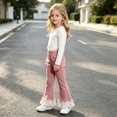 thumbnail image 5 of Rvasteizo Girls Flare Pants Cotton Fabric Lace Hem Outdoor Casual Long Pants for Kids 1-11Y 4 Years, 5 of 5