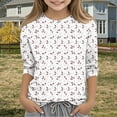 thumbnail image 3 of Ugoldhm Girls T Shirts Round Neck 3/4 Sleeves Casual Kids Tees Summer Fall Shirts Sizes 3-12, 3 of 6