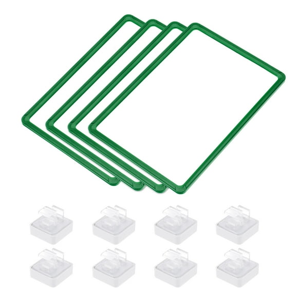 4pcs Magnetic Label Holder, 12 x 9 Inch A4 Shelf Label Card Sign Frame with Base for Metal Shelf Rack, Green