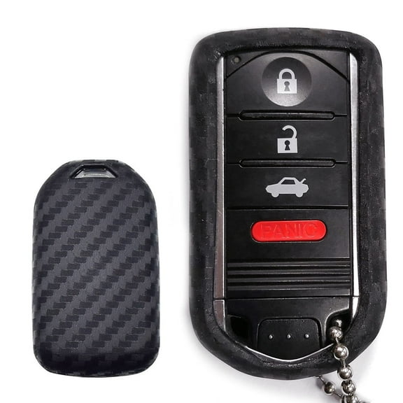 Carbon Fiber Finish Soft Silicone Key Fob Cover For Acura ILX TL RDX ZDX 3/4 Buttons Keyless Fob Smart Key (Black Twill Weave Pattern)
