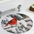 thumbnail image 6 of ARISTURING Cardinal Bird Snow Tree Flannel Round Doormat Floor Mat - Non-Slip Memory Foam Mat 31x31in, 6 of 7