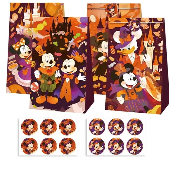 12 PCS Mickey Kraft Paper Goodie Bag Small Gift Bags for Mickey Party Supplies,Kids Birthday Game Party Kraft Paper Goodie Gift Bag Decorations