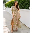 thumbnail image 5 of Eternatastic Women's High Waist Long Dress Floral Printed High Split Beach Vacation Flowy Maxi Dress XXL Green, 5 of 7