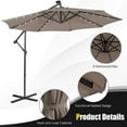 thumbnail image 3 of Spaco 10 Feet Patio Solar Powered Cantilever Umbrella with Tilting System-Coffee, Patio Offset Umbrella with Easy Tilt Adjustment, Outdoor Cantilever Hanging Umbrella, 3 of 5