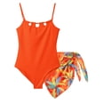 thumbnail image 3 of Shadoumai Girls Swimsuit One Piece Size 6 Ruffle Ruched Tankini Sets Quick Dry & Stretchy Tropical Print Bathing Suits for Girls Summer Girl's Swimwear Adjustable Wide Straps, 3 of 7