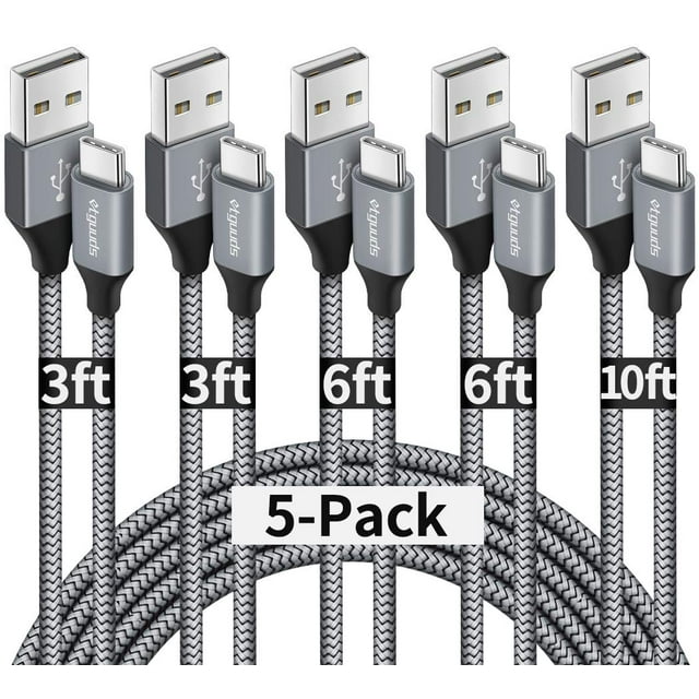 Cable de carga etguuds USB-A a USB-C, paquete de 5 unidades, para iPhone, color gris