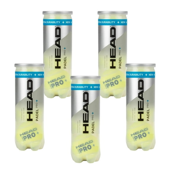 Pack 5 Botes de 3 pelotas Head Padel Pro+ 15 Pelotas amarillo