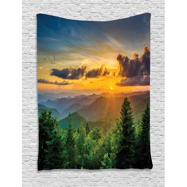 Appalachian Tapestry Sunset Panorama Over Fascinating Mountain Ridges And Trees Amazing Nature Wall Hanging For Bedroom Living Room Dorm Decor Multicolor By Ambesonne Walmart Com Walmart Com