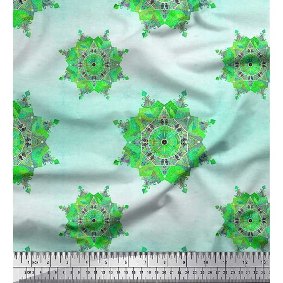 Soimoi Poly Georgette Fabric Mandala Kaleidoscope Print Fabric by The Yard 52 Inch Wide