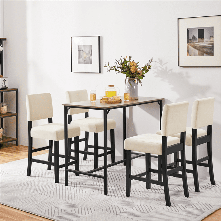 Yaheetech 24.6 H Set of 2 Upholstered Faux Leather Bar Stool Beige