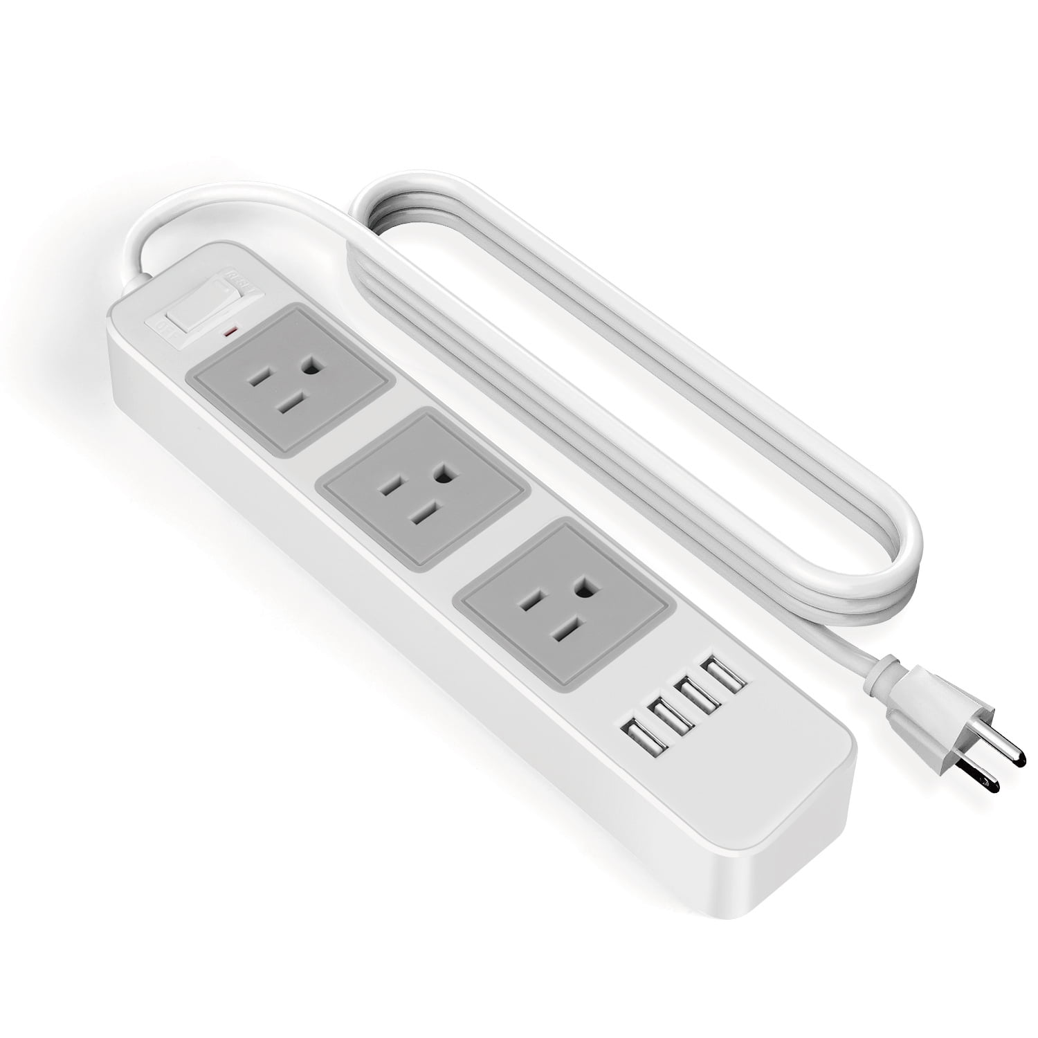 Power Strip with USB Surge Protector 3 AC Outlet 4 USB Port Charger