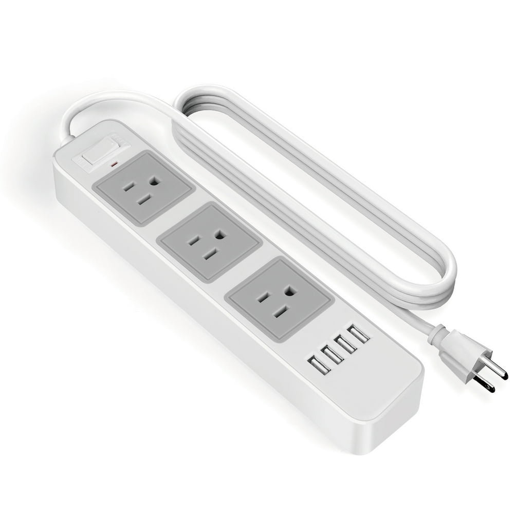 Power Strip with USB Surge Protector 3 AC Outlet 4 USB Port Charger