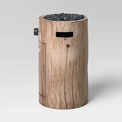 Fire Pit Weather/Natural Finish Small LP Round Outdoor Fire Column Natural Heat-Resistant, No Assembly, Lava Rock Included