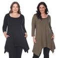 thumbnail image 1 of White Mark Haut Tunique Makayla pour Femmes, Lot de 2, Noir, Encolure Dégagée, Manches 3/4, 1 of 5