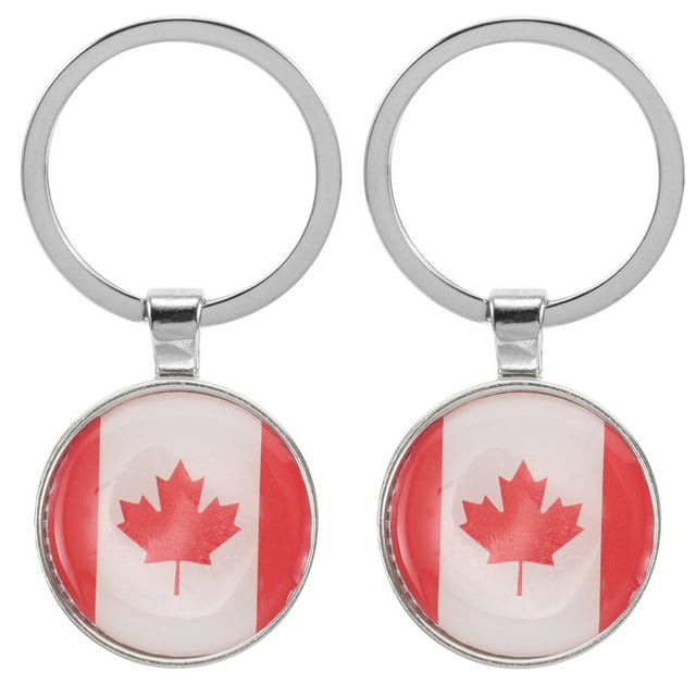 2pcs Decorative Canada Flag Keychain For Kids And Adults Party Decorations Metal Key Ring With Patriotic Design Bag Pendants