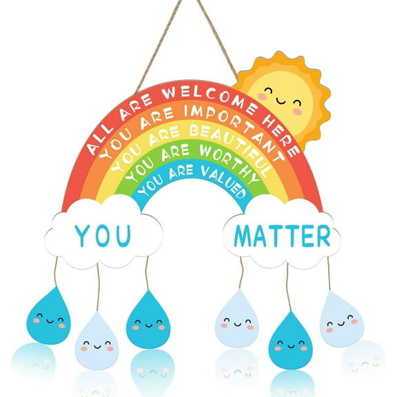 Rainbow Wall Hanging Sign,Rainbow Wood Sign,Inspirational Wood Wall Plaque,Playroom Wood Sign,Colorful Wood Hanging Sign For Nursery,Classroom,Playroom,School,Kids Room Decor, 9X12 2X2.5x6