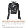 thumbnail image 5 of Camisa de manga acampanada ajustada, Top con cuello en V profundo Manga acampanada Top con cuello en V profundo Blusa de encaje de manga larga Elegante y moderna, 5 of 5