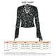 thumbnail image 5 of Top Mujer Ticfox cuello en V profundo elegante encaje Slim Fit manga larga acampanada Negro S, 5 of 5